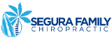 Tropical-themed chiropractic logo with a surfboard