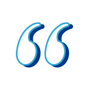 Stylized blue quotation mark
